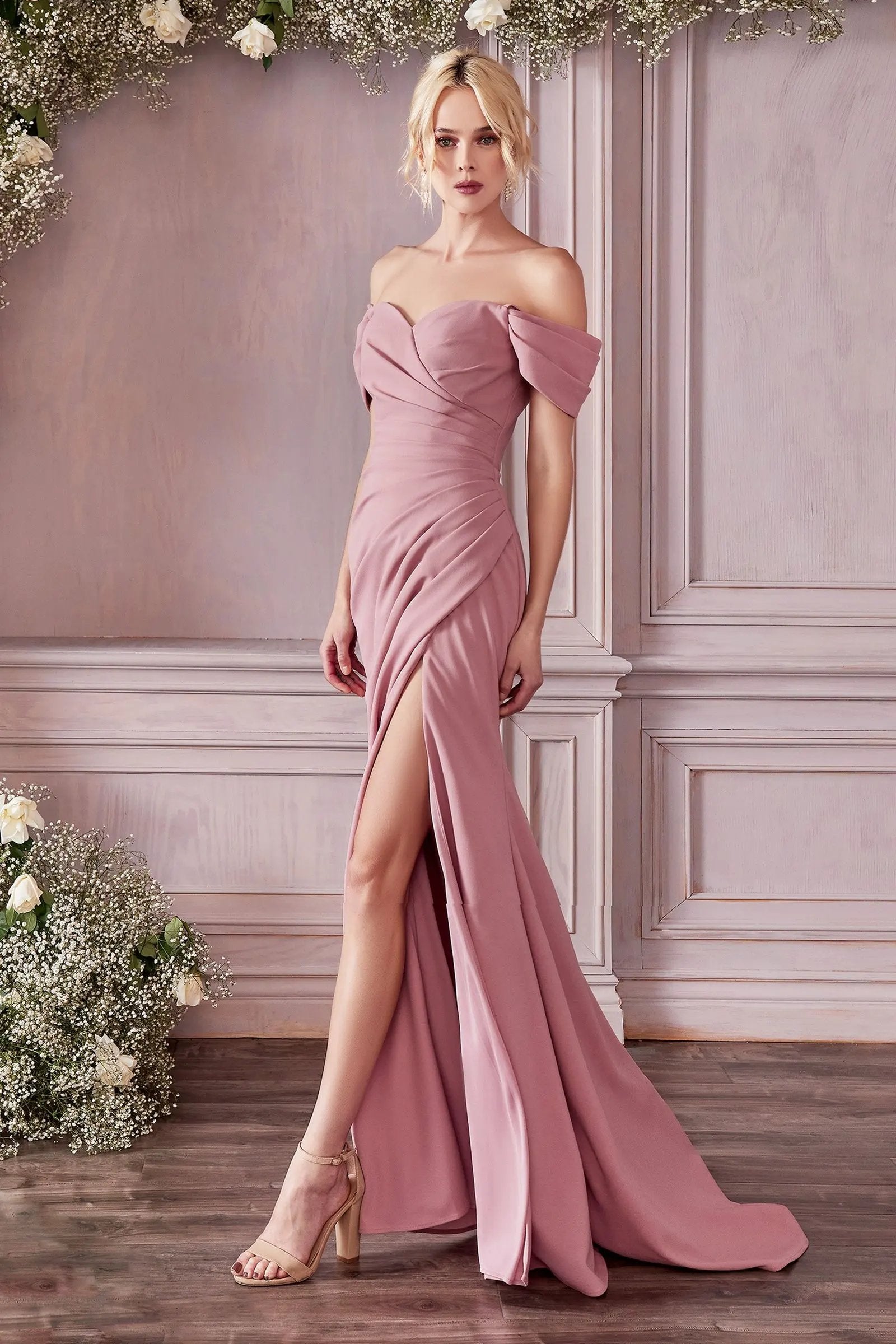 Crepe Off The Shoulder Dress by Partner Label