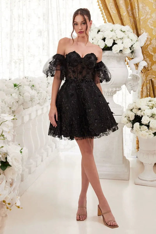 Floral Strapless Short Dress by Tux-USA