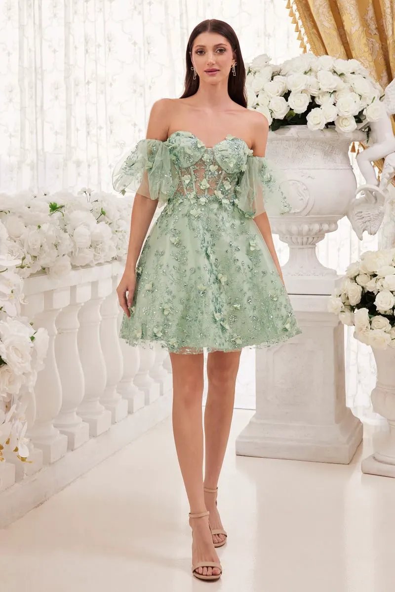 Floral Strapless Short Dress by Tux-USA
