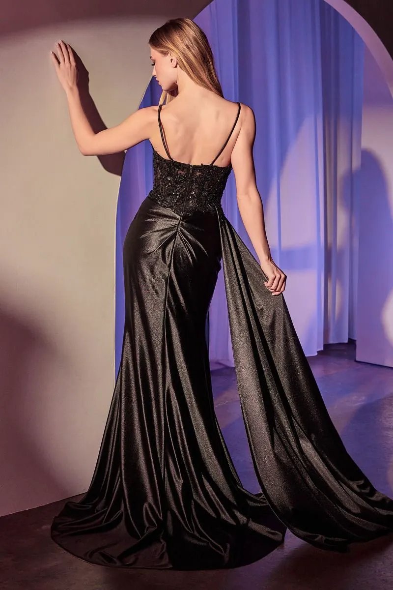 Satin Pleated Fitted Gown by Tux-USA