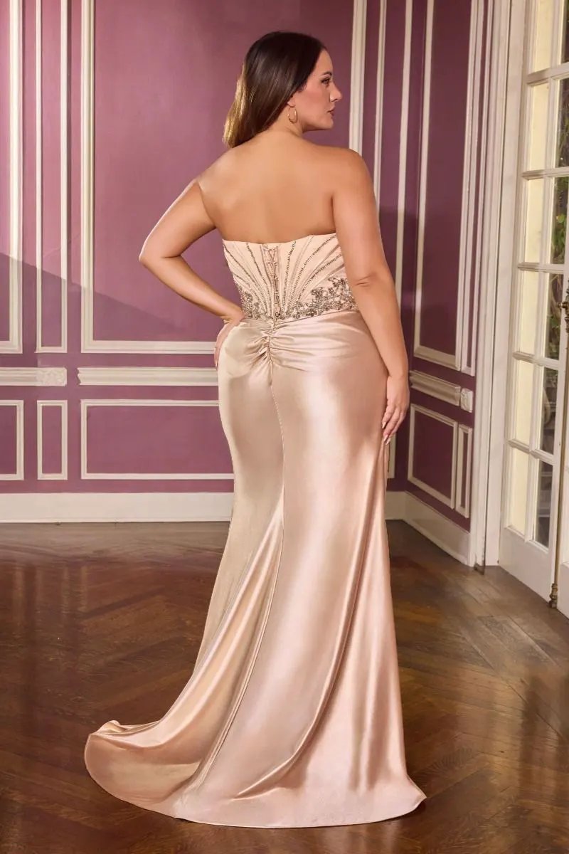 Strapless Bodice With Crystal Satin by Tux-USA
