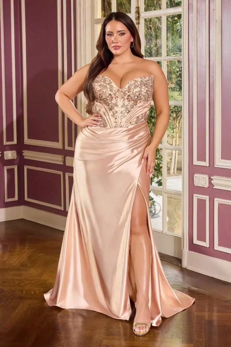 Strapless Bodice With Crystal Satin by Tux-USA