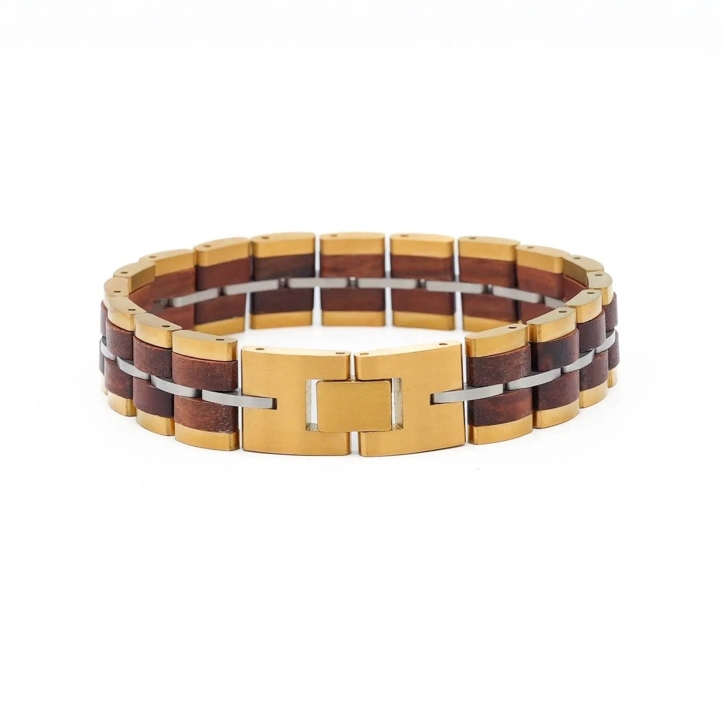Bracelet Freyr Tri-Tone Stainless Steel & Red Sandalwood by LA MODA ME