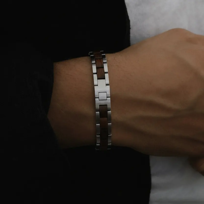 Bracelet Vidar Stainless Steel & Walnut Wood by LA MODA ME