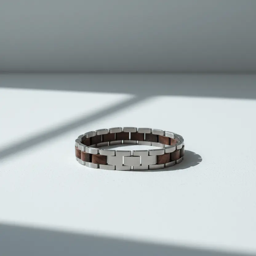 Bracelet Vidar Stainless Steel & Walnut Wood by LA MODA ME