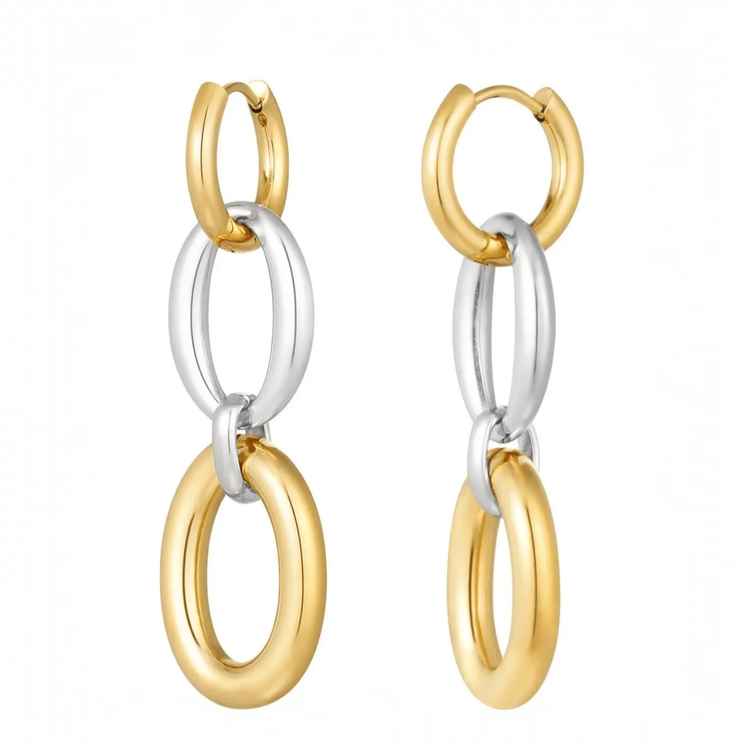Earrings Chain - Gold Plated Chain Drop Earrings by La Moda Me