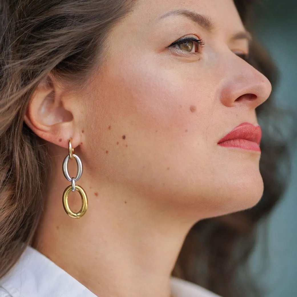 Earrings Chain - Gold Plated Chain Drop Earrings by La Moda Me