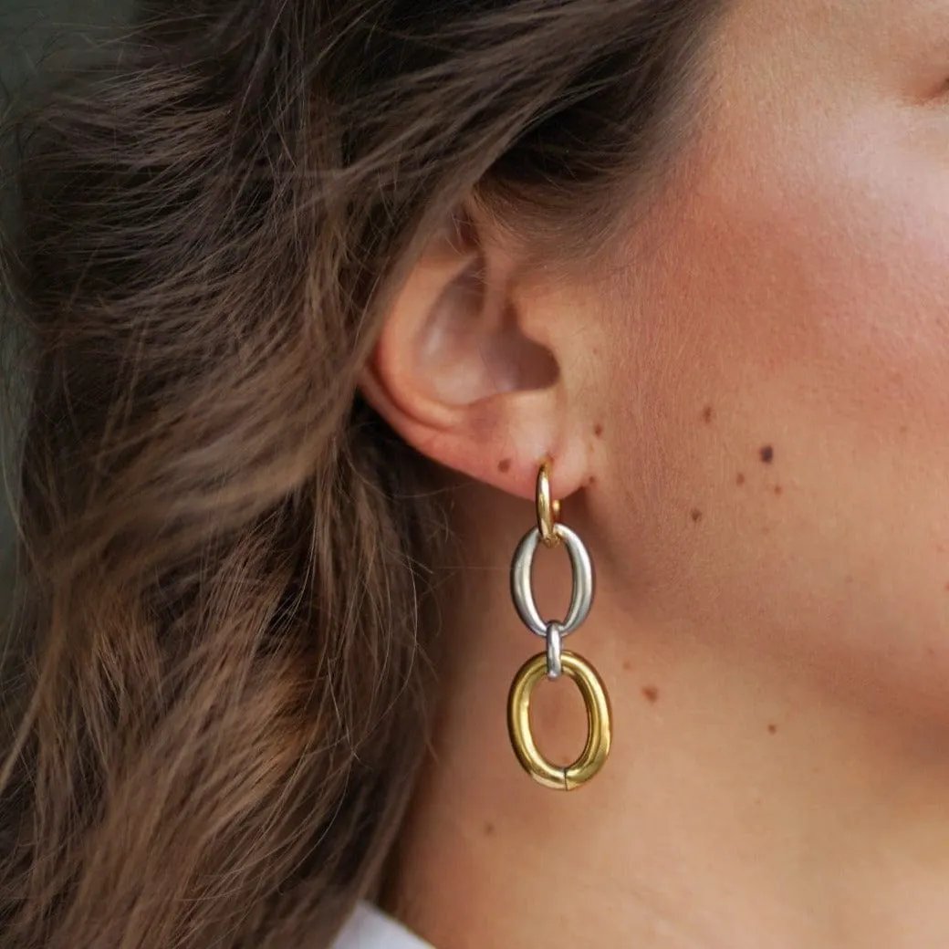 Earrings Chain - Gold Plated Chain Drop Earrings by La Moda Me