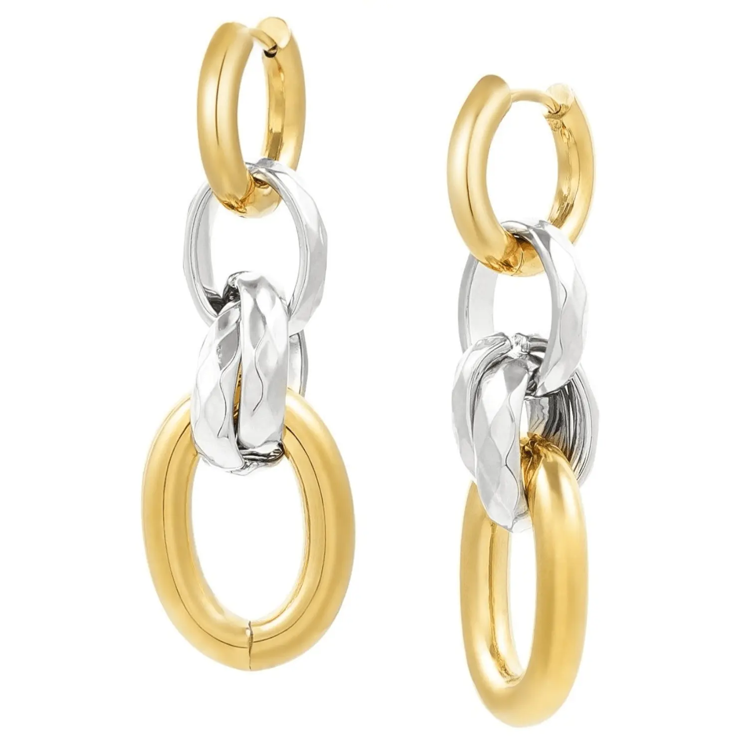 Earrings Chain II - Gold Plated Chain Drop Earrings by La Moda Me