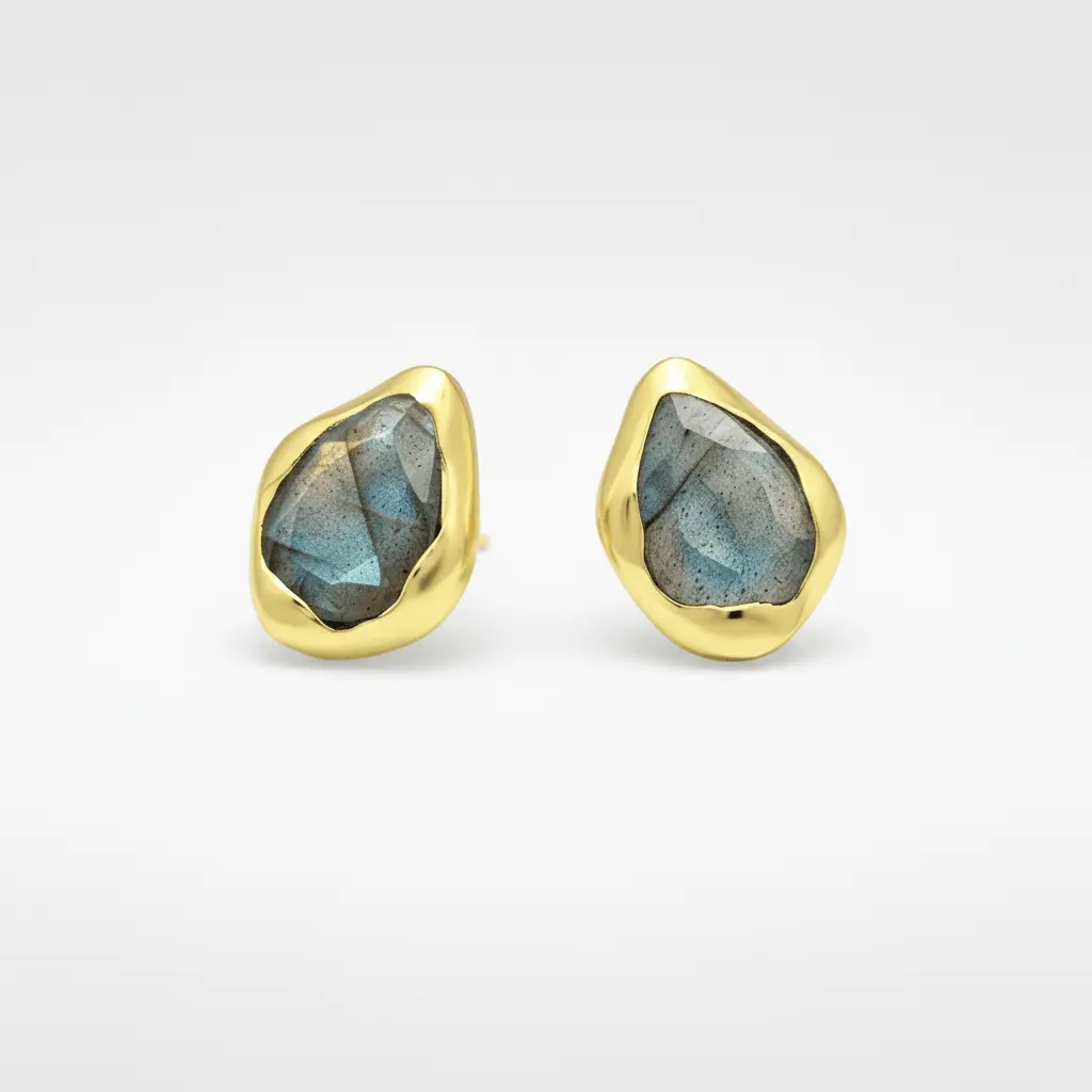 Earrings Iris - Sterling Silver Labradorite Teardrop Earrings by La Moda Me