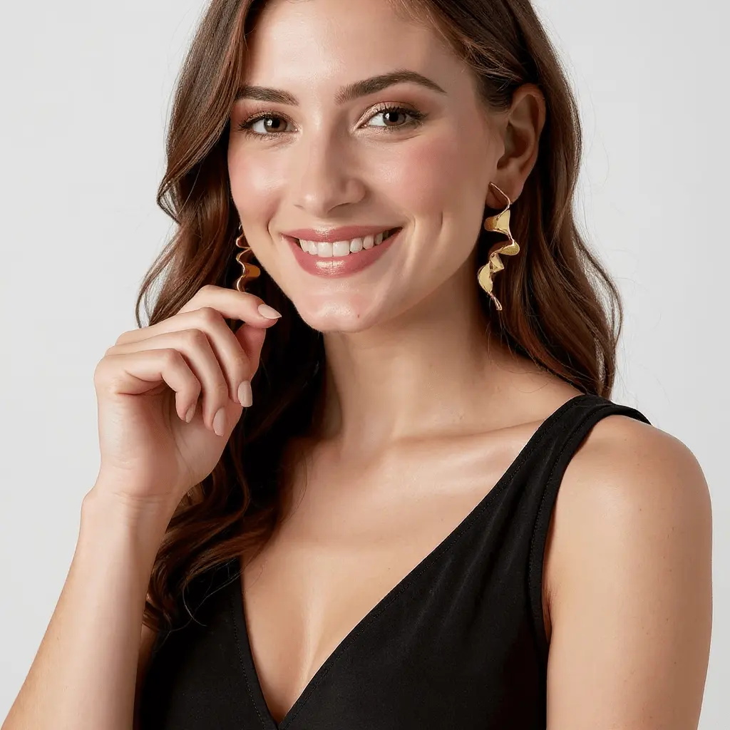 Earrings Karina - Gold Plated Elegant Earrings by La Moda Me