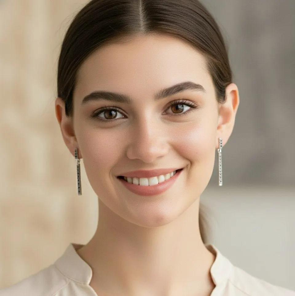 Earrings Night Dinner - Sterling Silver Elegant Evening Earrings by La Moda Me