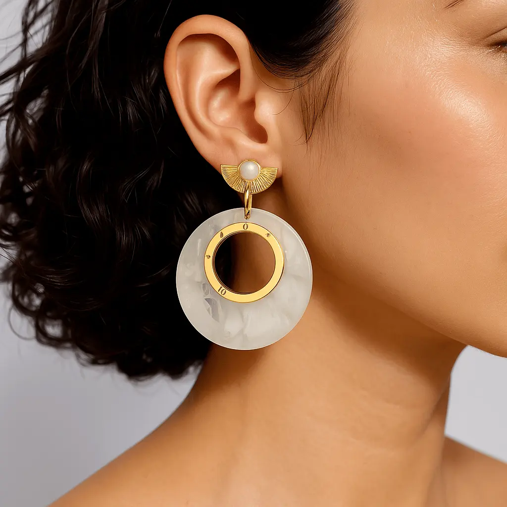 Earrings Sharon - Gold Plated Elegant Earrings by La Moda Me