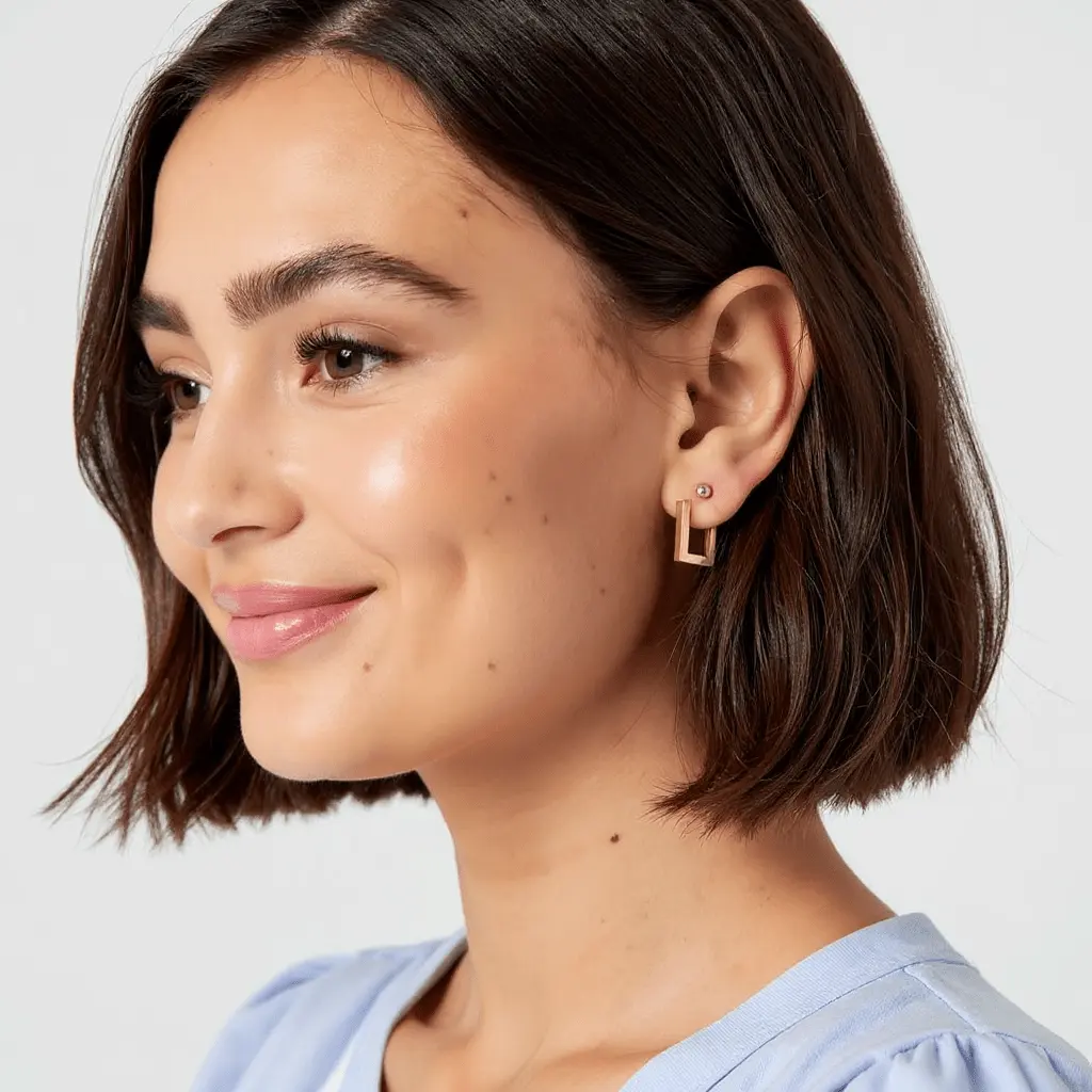 Earrings Terry - Gold Plated Modern Earrings by La Moda Me
