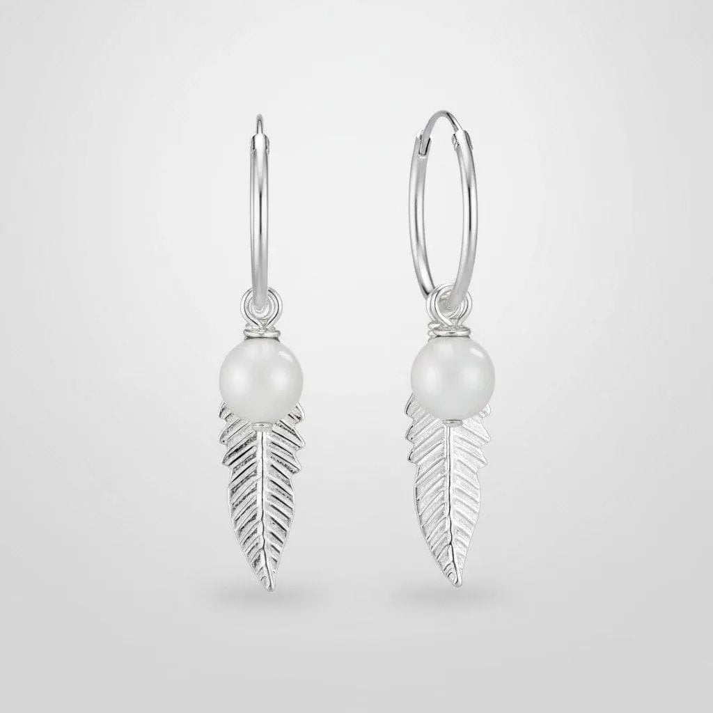 Earrings Feather - Gold Plated Feather Design Earrings by La Moda Me