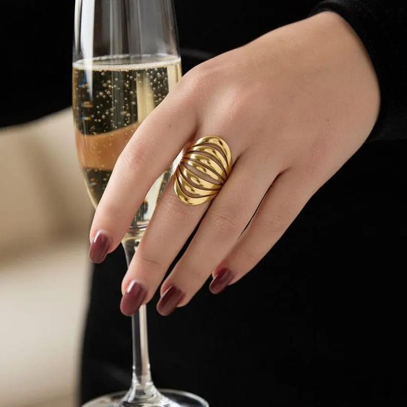 Cher - Open Design Gold Ring by La Moda Me