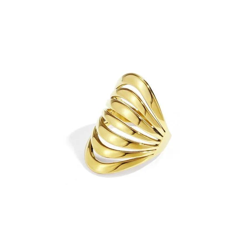 Cher - Open Design Gold Ring by La Moda Me