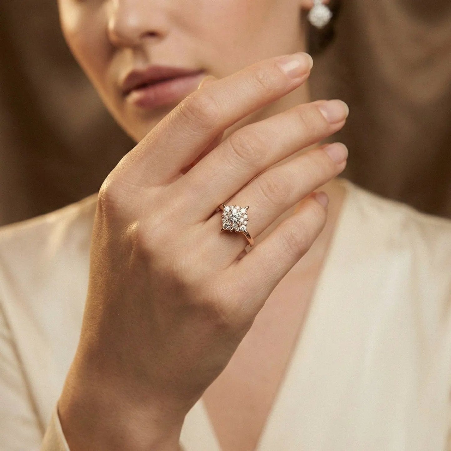 Ring Lumina - Rose Gold Plated Cushion Pavé Ring by La Moda Me