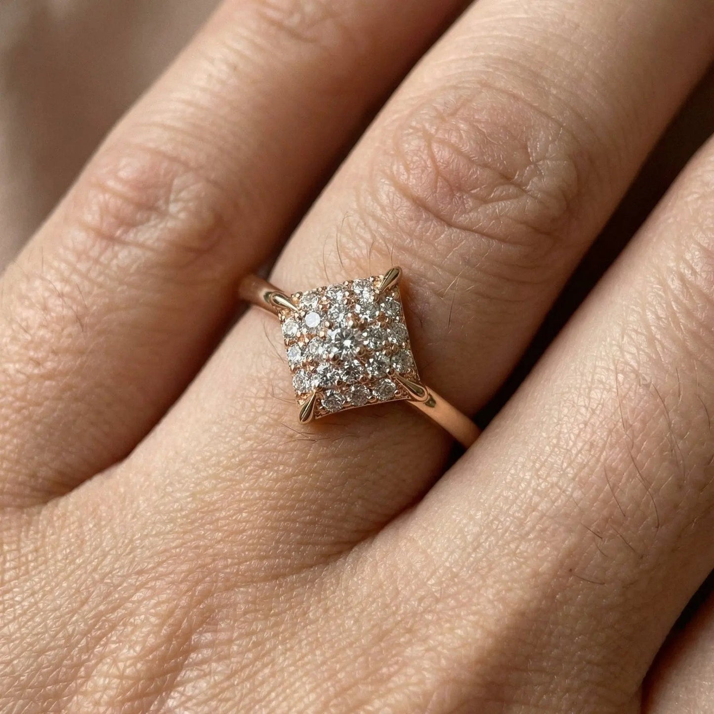 Ring Lumina - Rose Gold Plated Cushion Pavé Ring by La Moda Me
