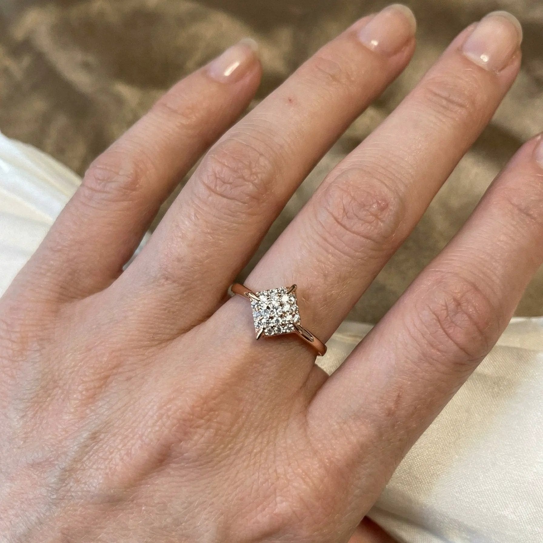 Ring Lumina - Rose Gold Plated Cushion Pavé Ring by La Moda Me