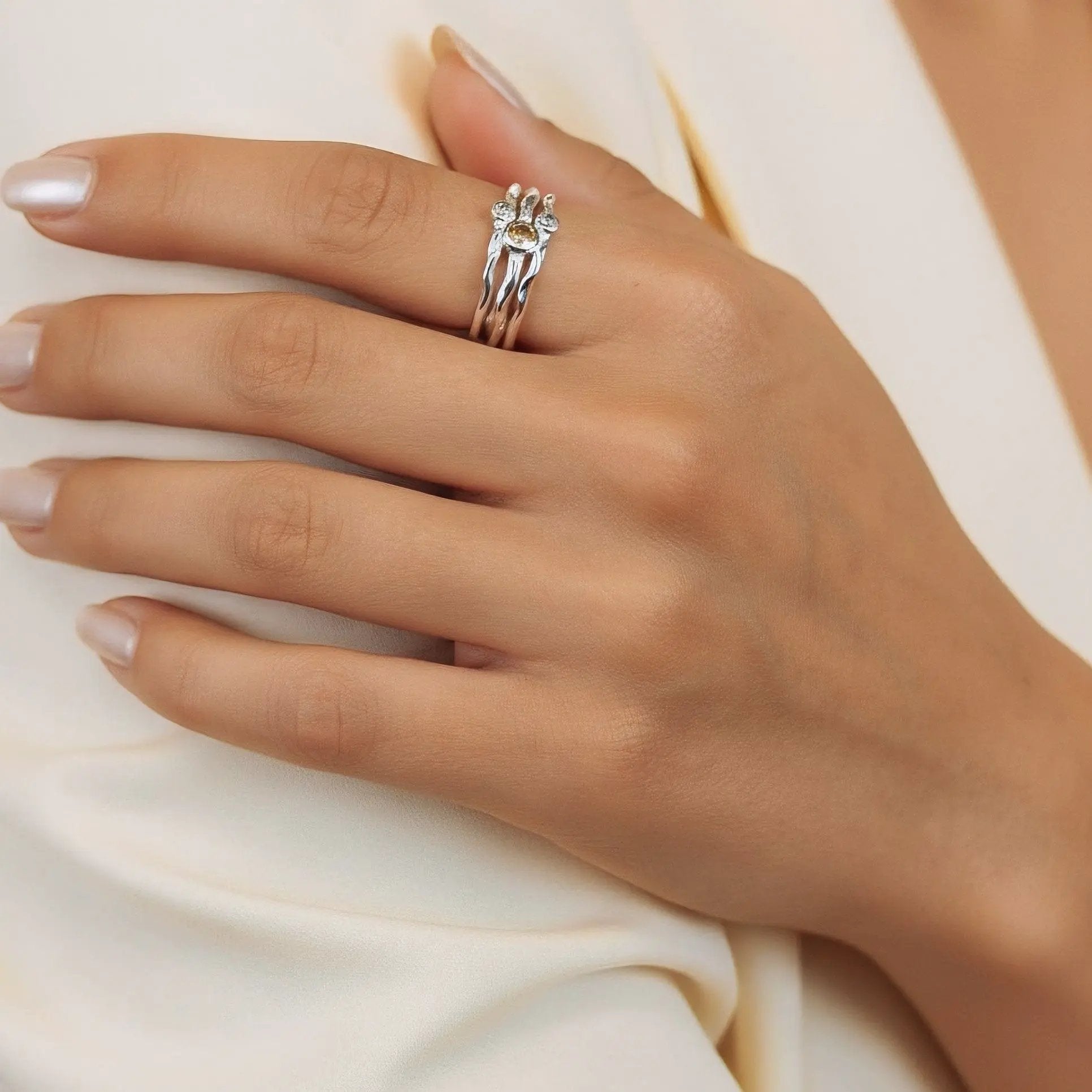 Ring Primavera - Sterling Silver Citrine & CZ Diamond Ring by La Moda Me