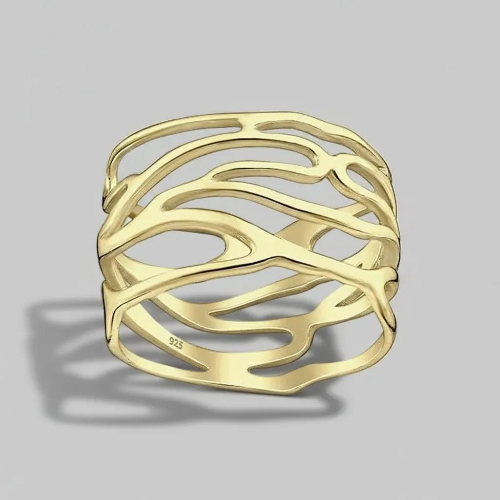 Ring Symphony - Sterling Silver Gold Plated Elegant Ring by La Moda Me