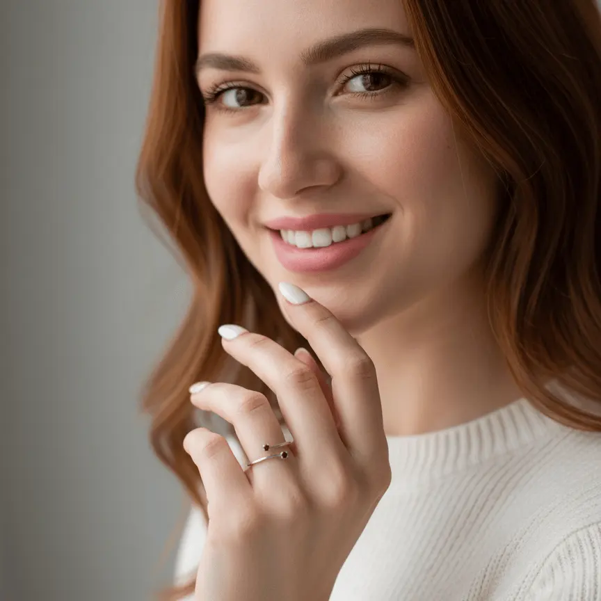 Ring Blossom - Sterling Silver Garnet & Peridot Adjustable Ring by La Moda Me