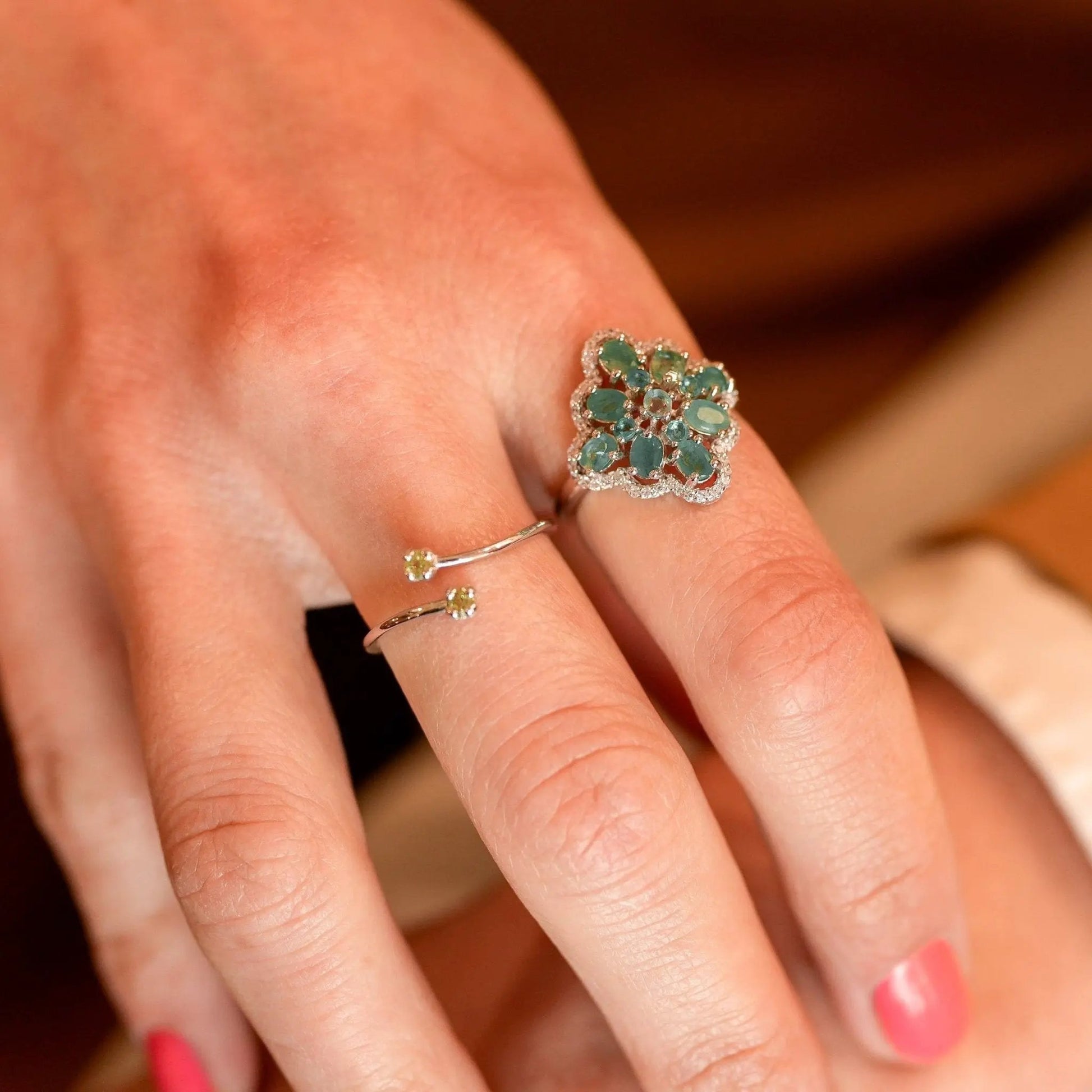 Ring Esmeralda - Sterling Silver Emerald Rhodium Plated Ring by La Moda Me