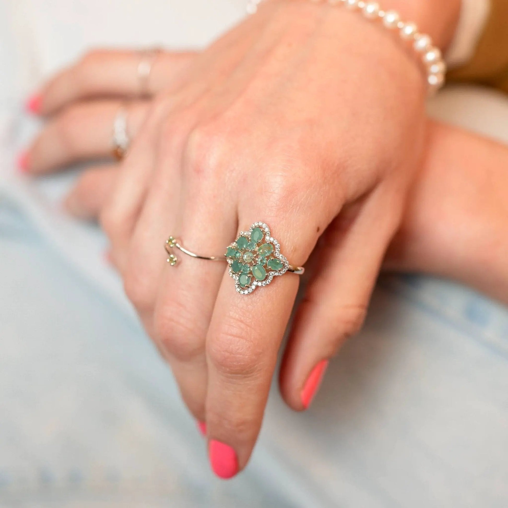 Ring Esmeralda - Sterling Silver Emerald Rhodium Plated Ring by La Moda Me
