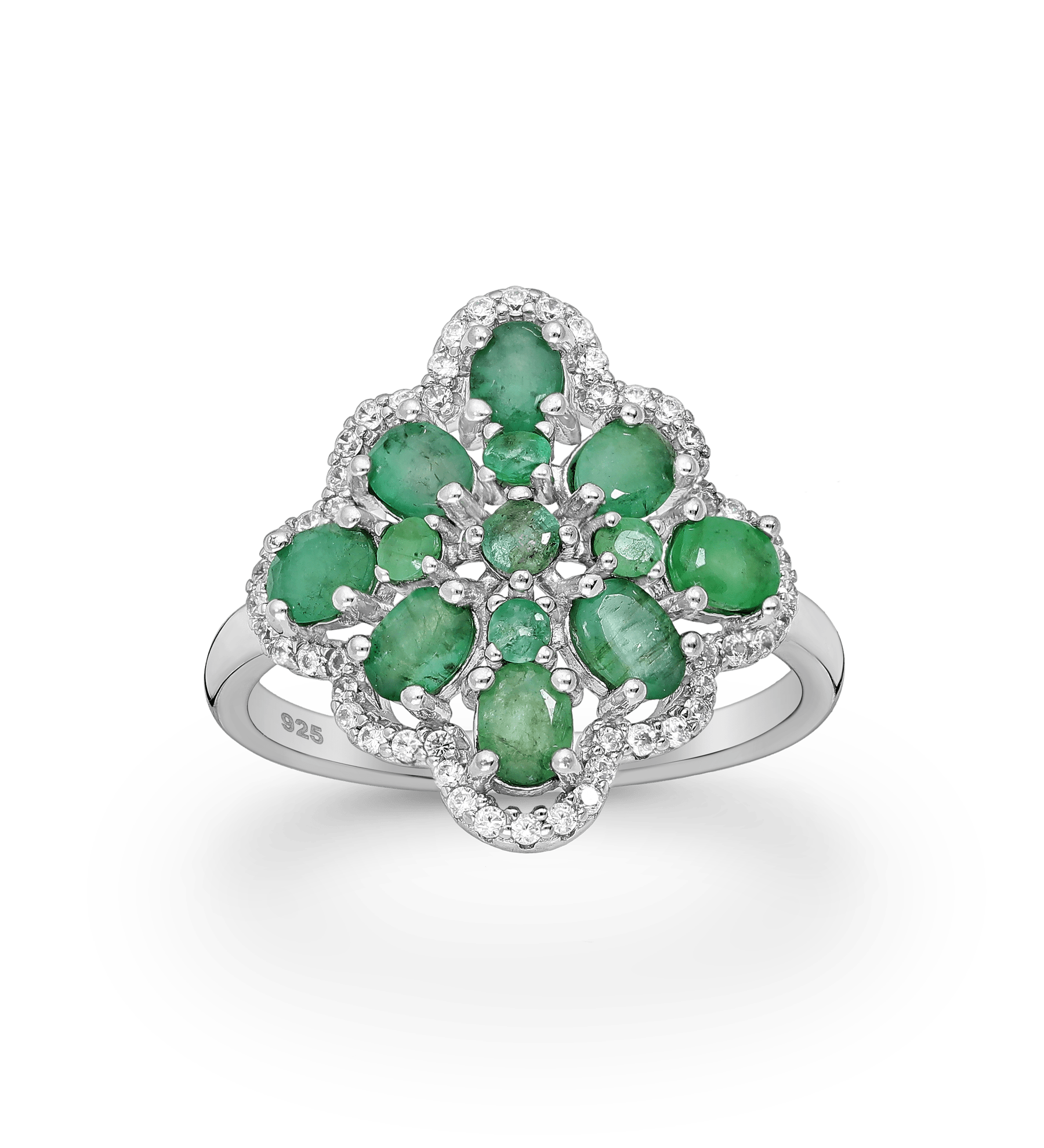 Ring Esmeralda - Sterling Silver Emerald Rhodium Plated Ring by La Moda Me