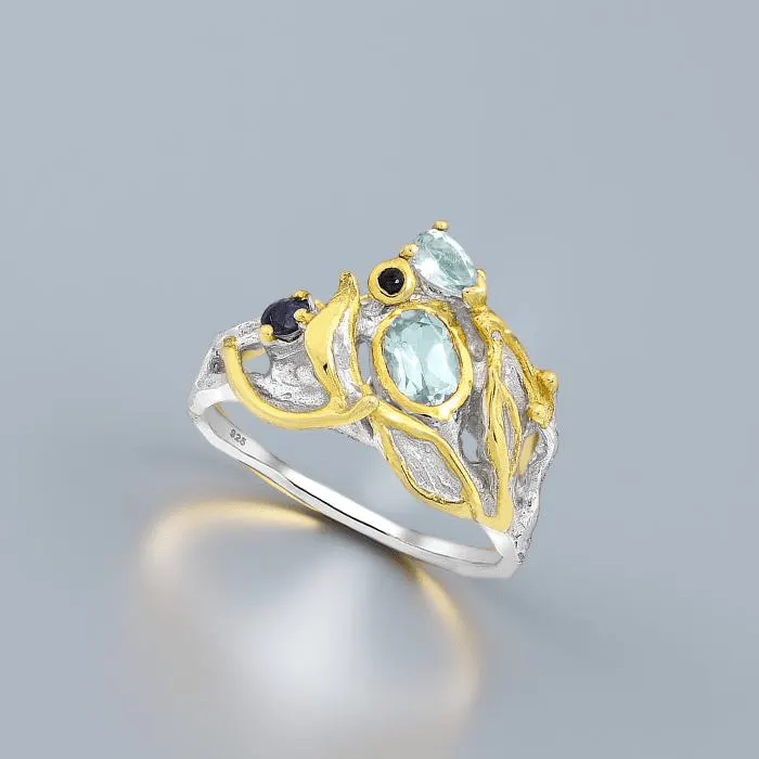 Ring Madonna - Sterling Silver Topaz & Sapphire Luxury Ring by La Moda Me
