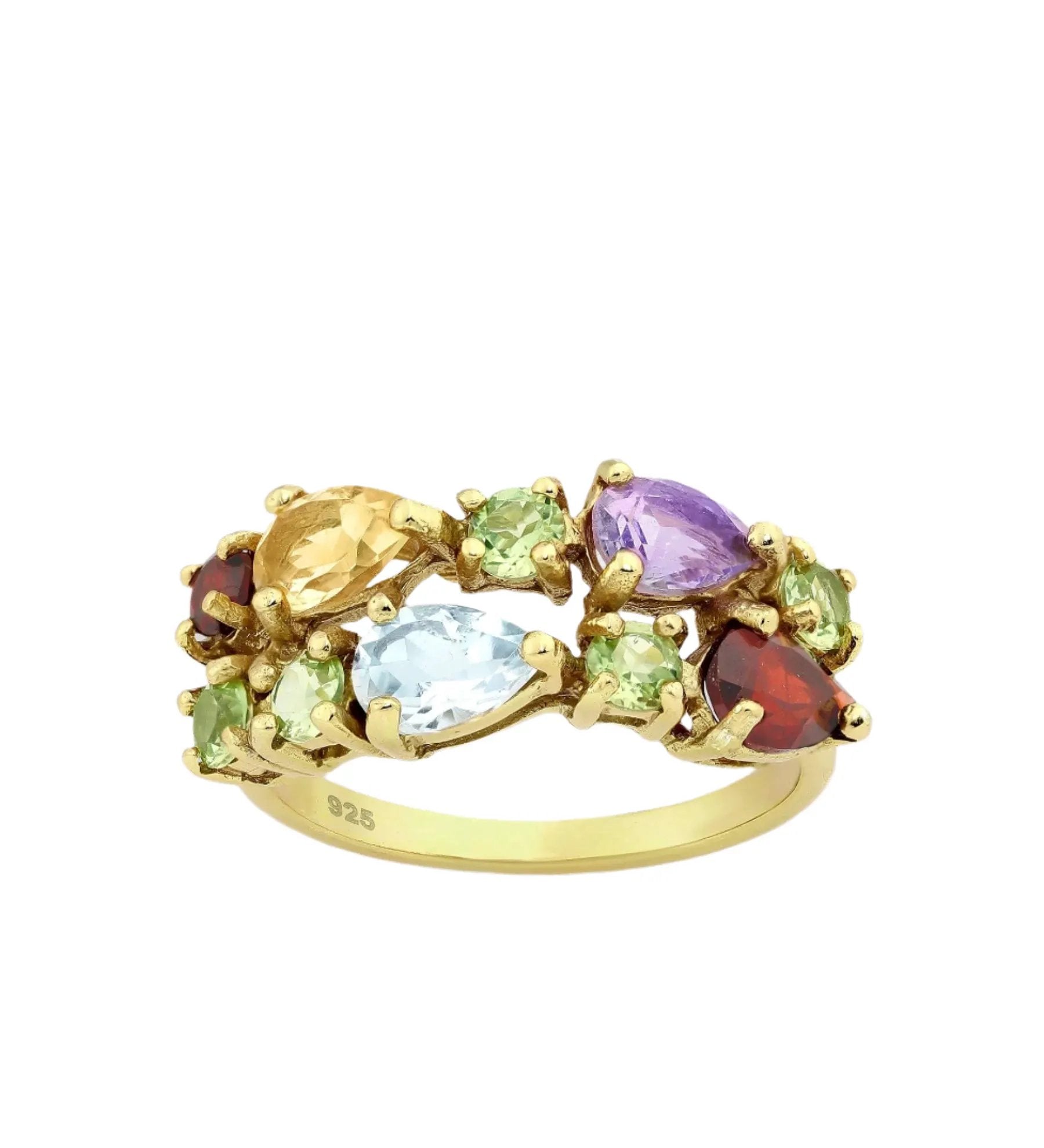 Ring Santa Maria - Sterling Silver Multi-Gemstone Gold Plated Ring by La Moda Me