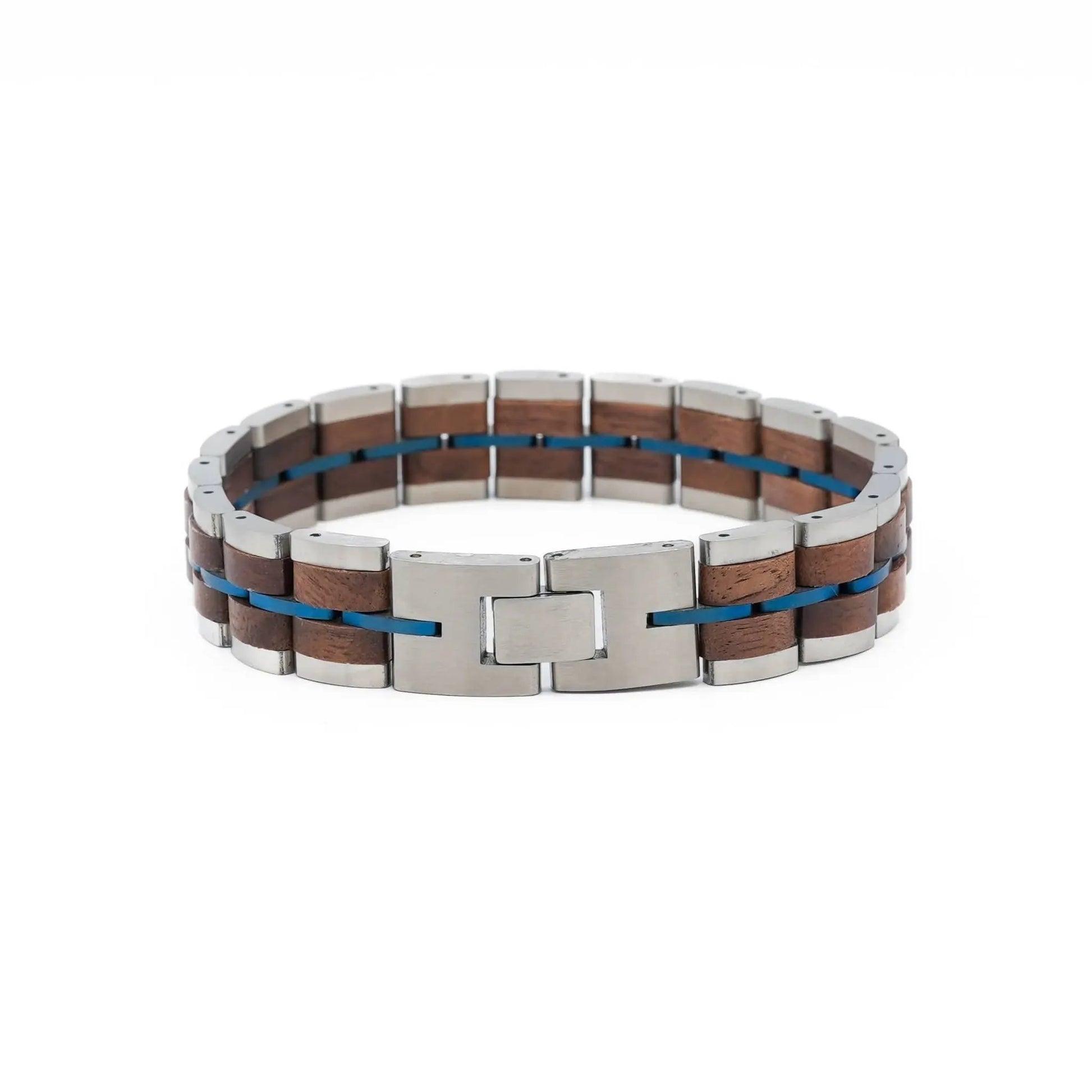 Bracelet Njord - Eco-Friendly Steel, Walnut & Blue Bracelet by La Moda Me
