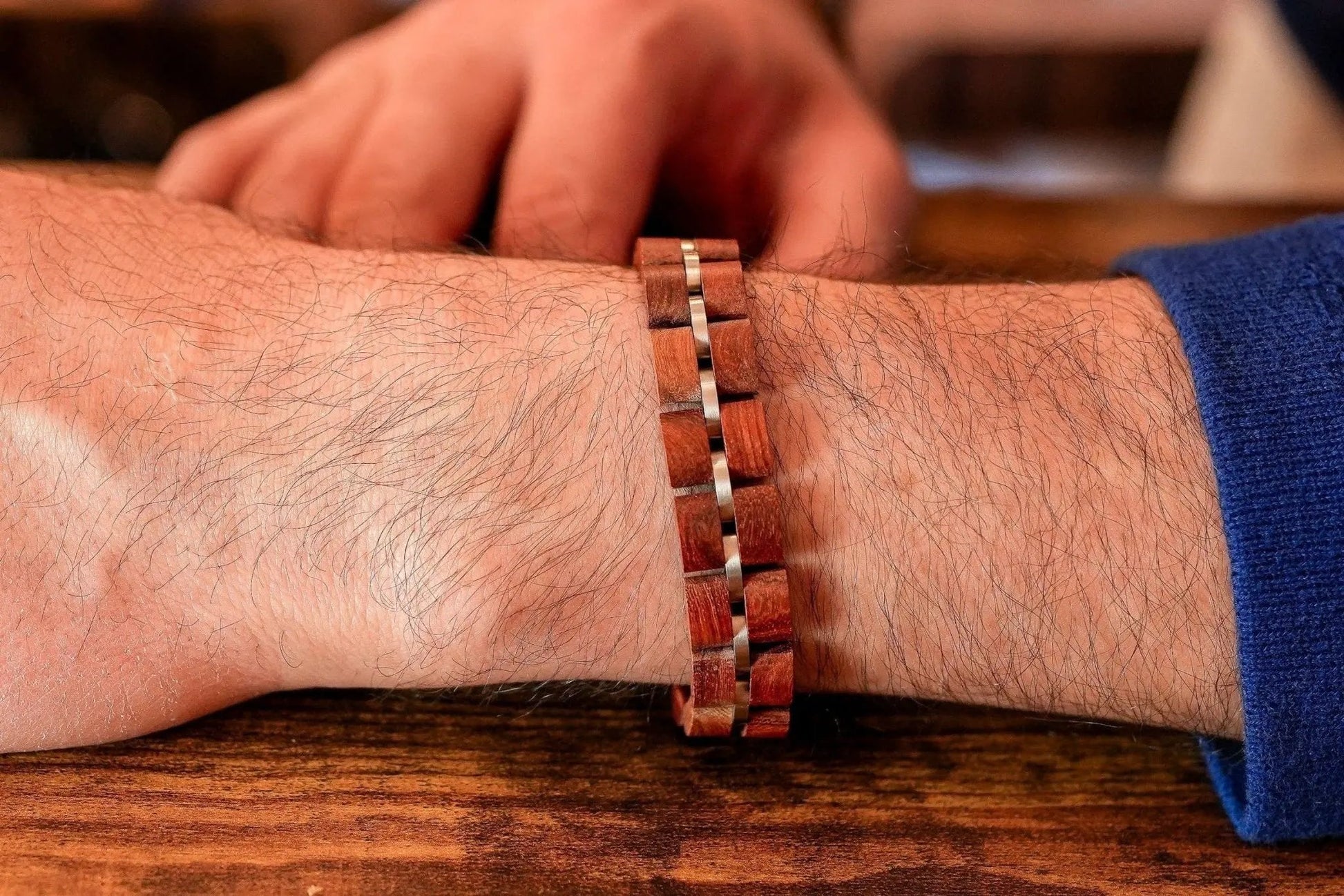 Bracelet Tor - Eco-Friendly Redwood & Steel Norse Bracelet by La Moda Me