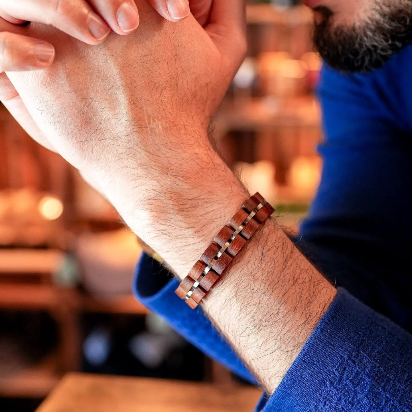 Bracelet Tor - Eco-Friendly Redwood & Steel Norse Bracelet by La Moda Me