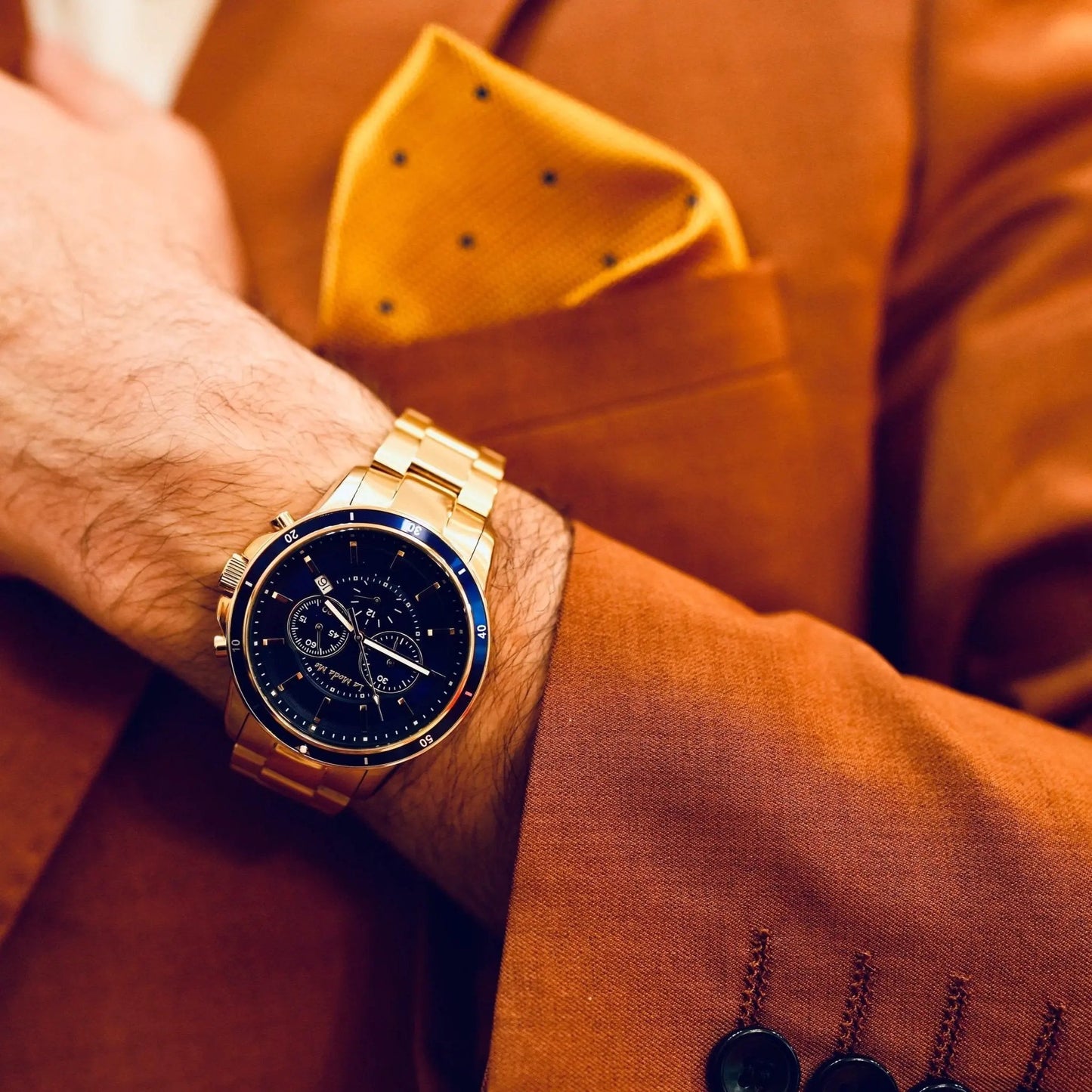 CEO Handshake Blue Watch - Executive Luxury Timepiece by La Moda Me