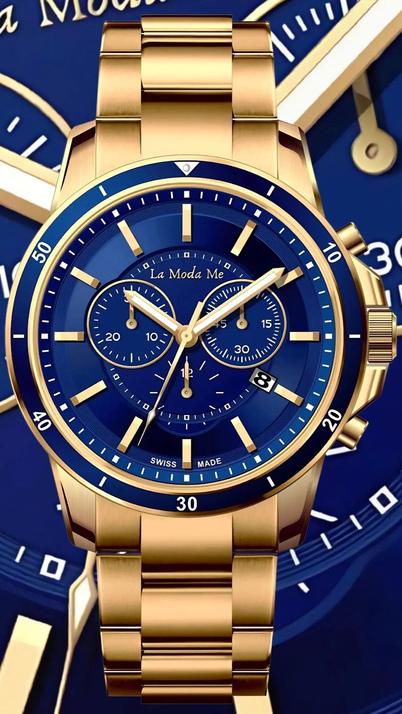 CEO Handshake Blue Watch - Executive Luxury Timepiece by La Moda Me