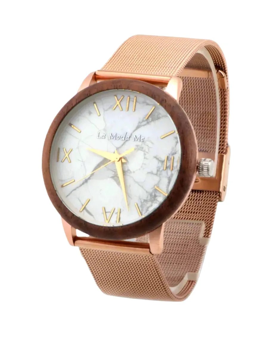Watch Aurora Rose - Eco-Friendly Rosegold & Walnut Luxury Timepiece by La Moda Me