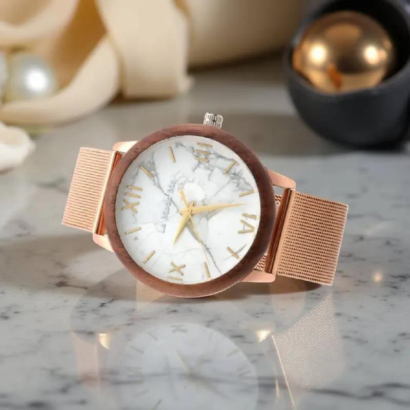 Watch Aurora Rose - Eco-Friendly Rosegold & Walnut Luxury Timepiece by La Moda Me