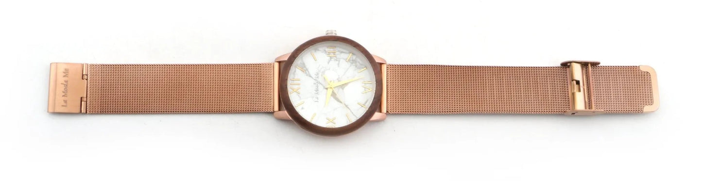Watch Aurora Rose - Eco-Friendly Rosegold & Walnut Luxury Timepiece by La Moda Me