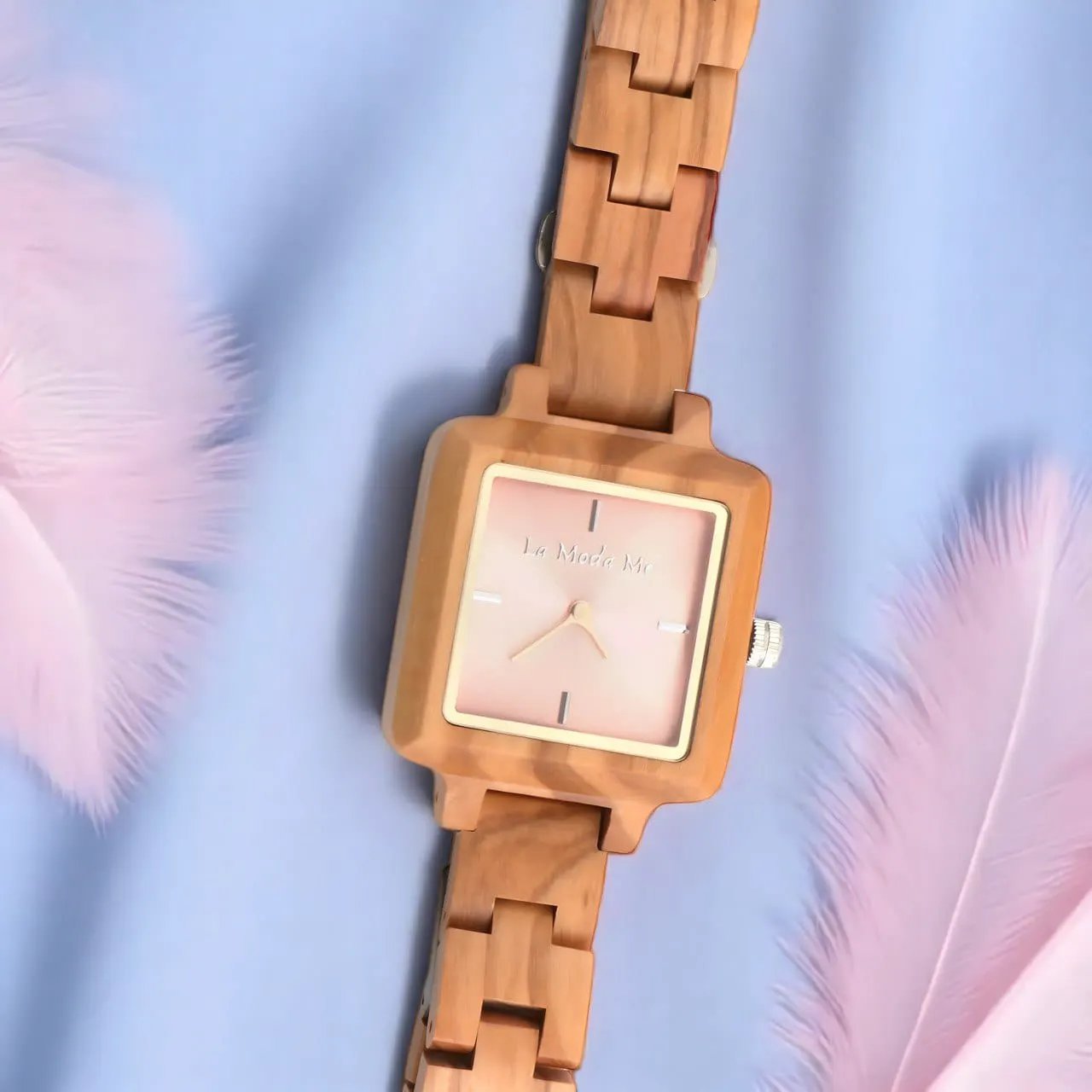 Watch La Piccola Natura - Eco-Friendly Olivewood Pink Timepiece by La Moda Me