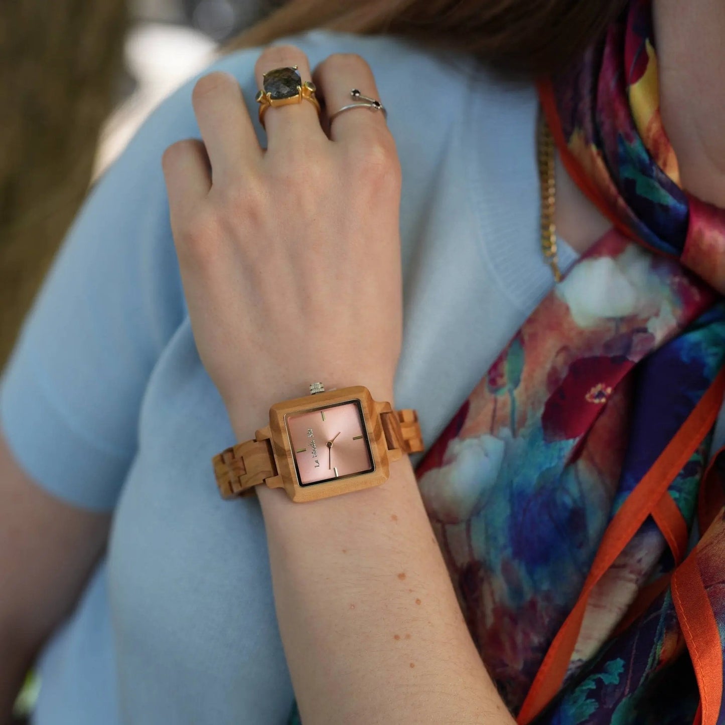 Watch La Piccola Natura - Eco-Friendly Olivewood Pink Timepiece by La Moda Me