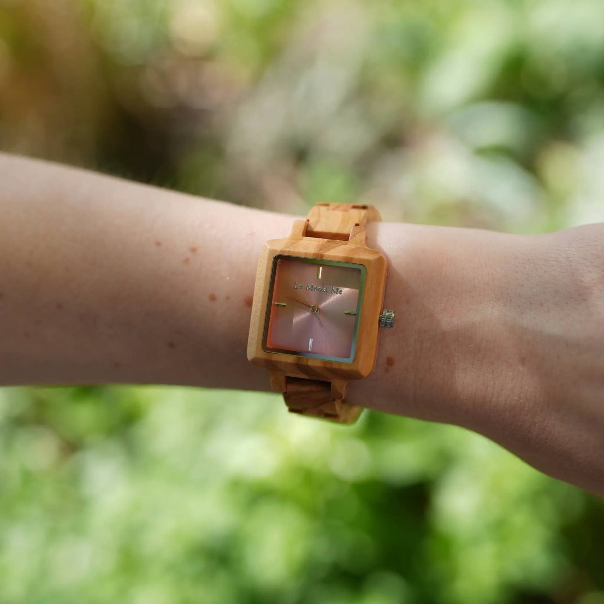 Watch La Piccola Natura - Eco-Friendly Olivewood Pink Timepiece by La Moda Me