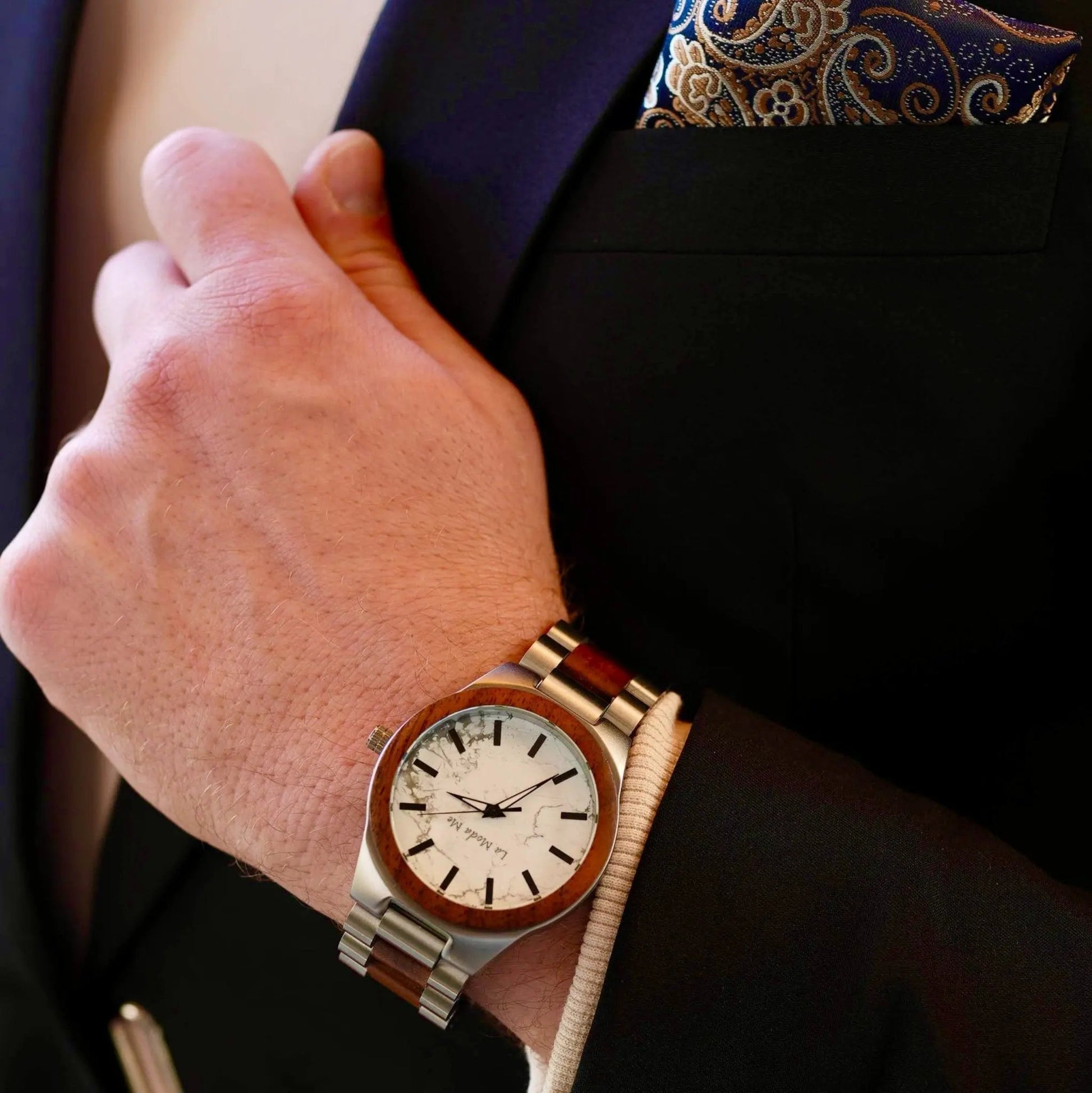 Watch Madira - Eco-Friendly Walnut & Steel Elegant Timepiece by La Moda Me
