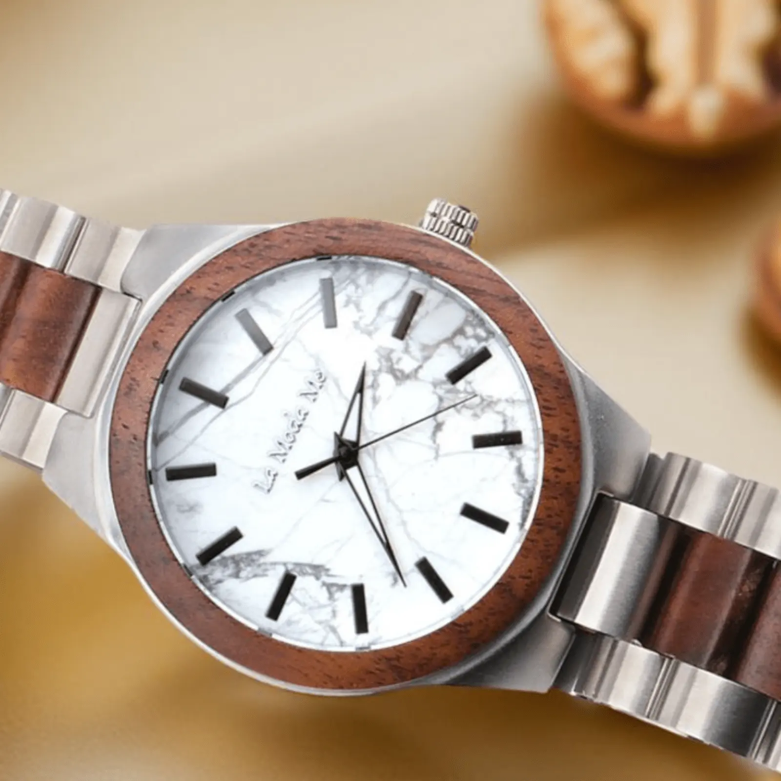 Watch Madira - Eco-Friendly Walnut & Steel Elegant Timepiece by La Moda Me