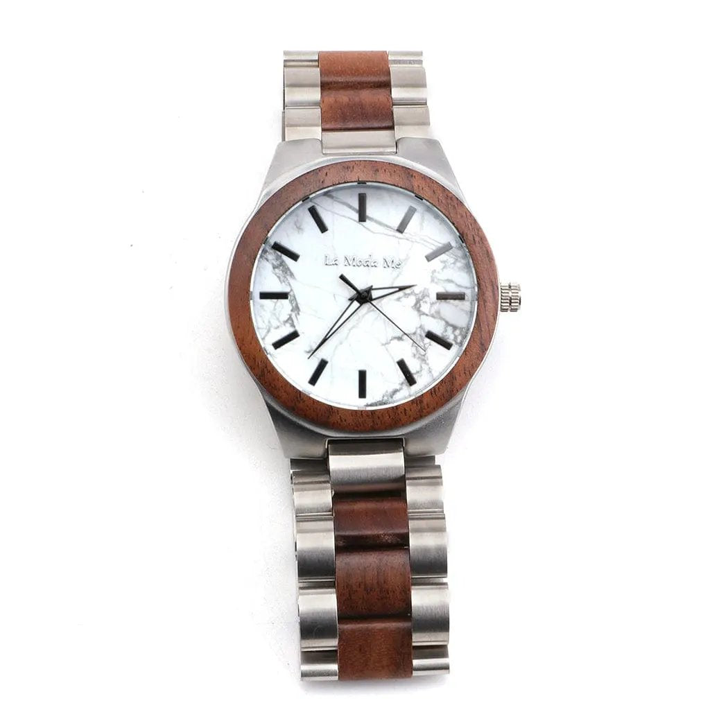 Watch Madira - Eco-Friendly Walnut & Steel Elegant Timepiece by La Moda Me