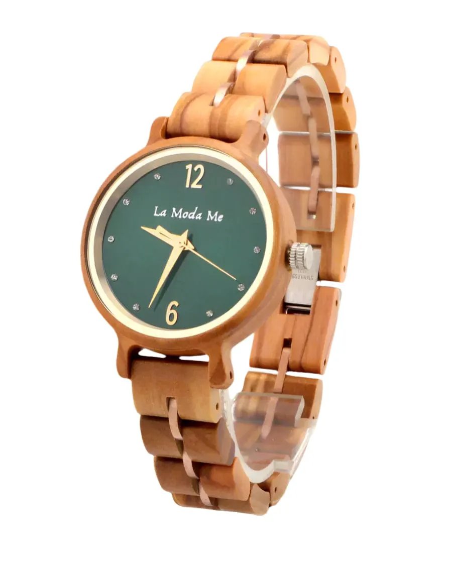 Watch Viridis Olivewood Green - Eco-Friendly Elegant Timepiece by La Moda Me