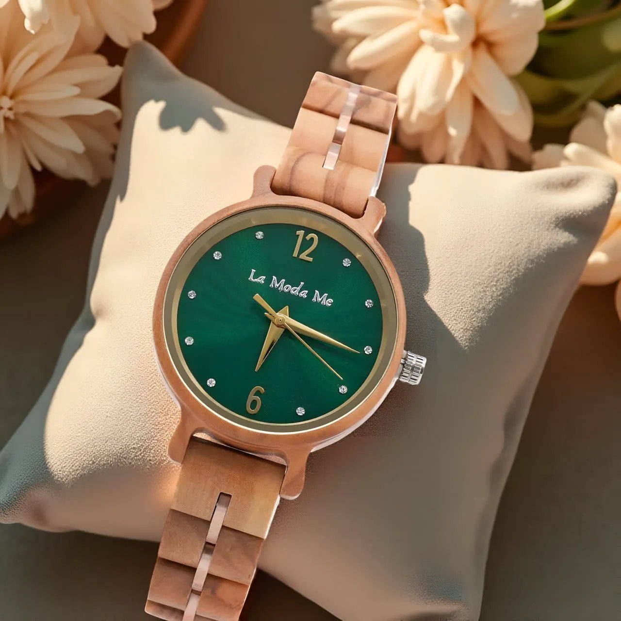 Watch Viridis Olivewood Green - Eco-Friendly Elegant Timepiece by La Moda Me