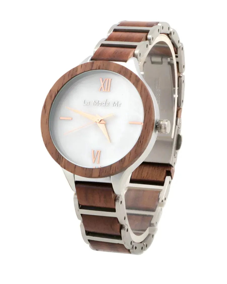 Watch Vita - Eco-Friendly Walnut & Alloy Elegant Women's Watch by La Moda Me