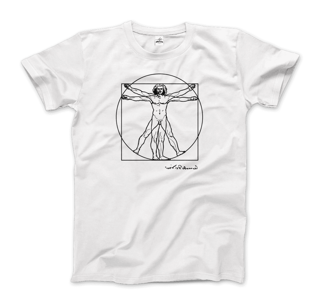 Leonardo Da Vinci, Vitruvian Man Sketch t-shirt by Art-O-Rama Shop